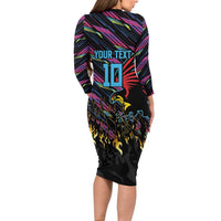 Custom Antigua & Barbuda Cricket Falcons Family Matching Long Sleeve Bodycon Dress and Hawaiian Shirt Through The Fire - Wonder Print Shop