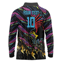Custom Antigua & Barbuda Cricket Falcons Long Sleeve Polo Shirt Through The Fire - Wonder Print Shop