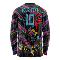 Custom Antigua & Barbuda Cricket Falcons Long Sleeve Shirt Through The Fire - Wonder Print Shop