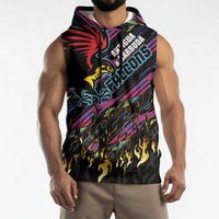 Custom Antigua & Barbuda Cricket Falcons Sleeveless Hoodie Through The Fire - Wonder Print Shop
