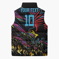 Custom Antigua & Barbuda Cricket Falcons Sleeveless Puffer Jacket Through The Fire - Wonder Print Shop