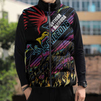 Custom Antigua & Barbuda Cricket Falcons Sleeveless Puffer Jacket Through The Fire - Wonder Print Shop