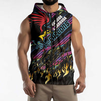 Custom Antigua & Barbuda Cricket Falcons Sleeveless Zip Hoodie Through The Fire - Wonder Print Shop