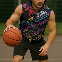 Custom Antigua & Barbuda Cricket Falcons Sleeveless Zip Hoodie Through The Fire - Wonder Print Shop