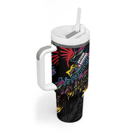 Custom Antigua & Barbuda Cricket Falcons Tumbler With Handle Through The Fire - Wonder Print Shop
