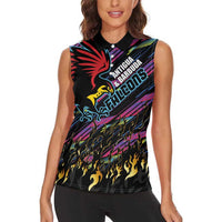 Custom Antigua & Barbuda Cricket Falcons Women Sleeveless Polo Shirt Through The Fire - Wonder Print Shop