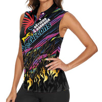 Custom Antigua & Barbuda Cricket Falcons Women Sleeveless Polo Shirt Through The Fire - Wonder Print Shop