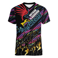 Custom Antigua & Barbuda Cricket Falcons Women V-Neck T-Shirt Through The Fire - Wonder Print Shop
