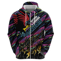 Custom Antigua & Barbuda Cricket Falcons Zip Hoodie Through The Fire - Wonder Print Shop