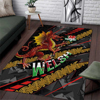 Welsh Celtic Area Rug Wales Y Ddraig Goch with Celtic Knot Sporty - Wonder Print Shop