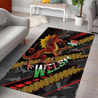 Welsh Celtic Area Rug Wales Y Ddraig Goch with Celtic Knot Sporty - Wonder Print Shop