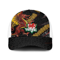 Welsh Celtic Baseball Net Cap Wales Y Ddraig Goch with Celtic Knot Sporty - Wonder Print Shop