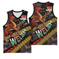 Welsh Celtic Basketball Jersey Wales Y Ddraig Goch with Celtic Knot Sporty - Wonder Print Shop