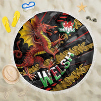 Welsh Celtic Beach Blanket Wales Y Ddraig Goch with Celtic Knot Sporty - Wonder Print Shop