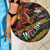 Welsh Celtic Beach Blanket Wales Y Ddraig Goch with Celtic Knot Sporty - Wonder Print Shop