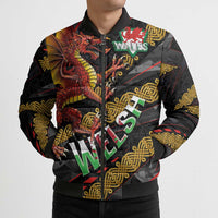 Welsh Celtic Bomber Puffer Jacket Wales Y Ddraig Goch with Celtic Knot Sporty - Wonder Print Shop