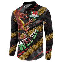 Welsh Celtic Button Sweatshirt Wales Y Ddraig Goch with Celtic Knot Sporty - Wonder Print Shop