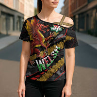 Welsh Celtic Cross Shoulder Shirt Wales Y Ddraig Goch with Celtic Knot Sporty - Wonder Print Shop