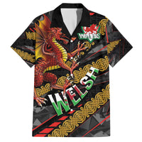Welsh Celtic Family Matching Off The Shoulder Long Sleeve Dress and Hawaiian Shirt Wales Y Ddraig Goch with Celtic Knot Sporty - Wonder Print Shop