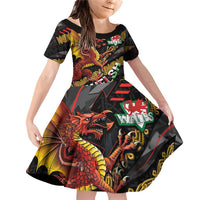 Welsh Celtic Family Matching Off Shoulder Short Dress and Hawaiian Shirt Wales Y Ddraig Goch with Celtic Knot Sporty - Wonder Print Shop
