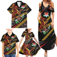 Welsh Celtic Family Matching Summer Maxi Dress and Hawaiian Shirt Wales Y Ddraig Goch with Celtic Knot Sporty - Wonder Print Shop