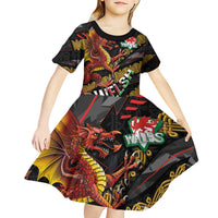 Welsh Celtic Kid Short Sleeve Dress Wales Y Ddraig Goch with Celtic Knot Sporty - Wonder Print Shop