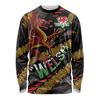Welsh Celtic Long Sleeve Shirt Wales Y Ddraig Goch with Celtic Knot Sporty - Wonder Print Shop