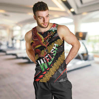 Welsh Celtic Men Tank Top Wales Y Ddraig Goch with Celtic Knot Sporty - Wonder Print Shop