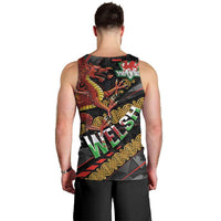 Welsh Celtic Men Tank Top Wales Y Ddraig Goch with Celtic Knot Sporty - Wonder Print Shop