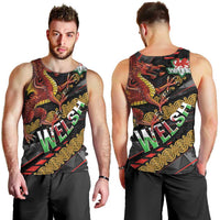 Welsh Celtic Men Tank Top Wales Y Ddraig Goch with Celtic Knot Sporty - Wonder Print Shop