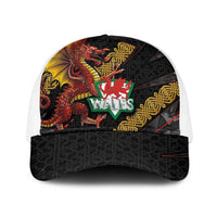 Welsh Celtic Mesh Trucker Cap Wales Y Ddraig Goch with Celtic Knot Sporty - Wonder Print Shop