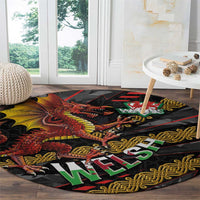 Welsh Celtic Round Carpet Wales Y Ddraig Goch with Celtic Knot Sporty - Wonder Print Shop