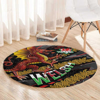 Welsh Celtic Round Carpet Wales Y Ddraig Goch with Celtic Knot Sporty - Wonder Print Shop