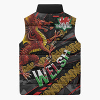 Welsh Celtic Sleeveless Puffer Jacket Wales Y Ddraig Goch with Celtic Knot Sporty - Wonder Print Shop