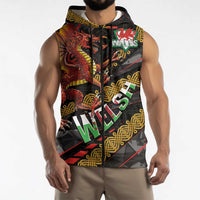 Welsh Celtic Sleeveless Zip Hoodie Wales Y Ddraig Goch with Celtic Knot Sporty - Wonder Print Shop