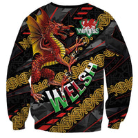 Welsh Celtic Sweatshirt Wales Y Ddraig Goch with Celtic Knot Sporty - Wonder Print Shop