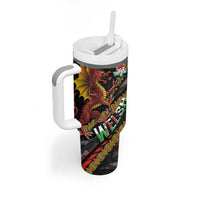 Welsh Celtic Tumbler With Handle Wales Y Ddraig Goch with Celtic Knot Sporty - Wonder Print Shop