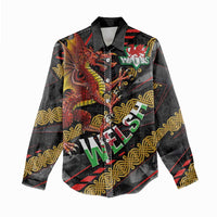 Welsh Celtic Women Casual Shirt Wales Y Ddraig Goch with Celtic Knot Sporty - Wonder Print Shop