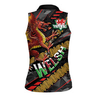 Welsh Celtic Women Sleeveless Polo Shirt Wales Y Ddraig Goch with Celtic Knot Sporty - Wonder Print Shop