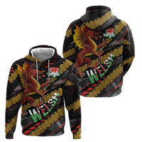 Welsh Celtic Zip Hoodie Wales Y Ddraig Goch with Celtic Knot Sporty - Wonder Print Shop