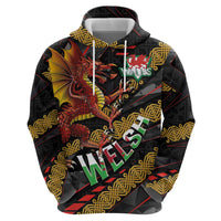 Welsh Celtic Zip Hoodie Wales Y Ddraig Goch with Celtic Knot Sporty - Wonder Print Shop