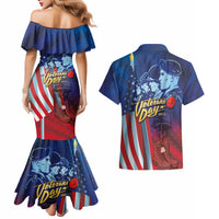 Veterans Day Military Never Forget Forever Honor Couples Matching Mermaid Dress and Hawaiian Shirt - Wonder Print Shop