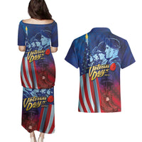 Veterans Day Military Never Forget Forever Honor Couples Matching Puletasi and Hawaiian Shirt - Wonder Print Shop