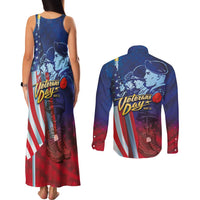Veterans Day Military Never Forget Forever Honor Couples Matching Tank Maxi Dress and Long Sleeve Button Shirt - Wonder Print Shop