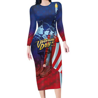 Veterans Day Military Never Forget Forever Honor Family Matching Long Sleeve Bodycon Dress and Hawaiian Shirt - Wonder Print Shop