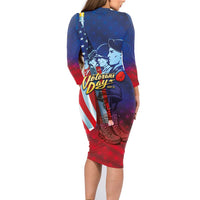 Veterans Day Military Never Forget Forever Honor Family Matching Long Sleeve Bodycon Dress and Hawaiian Shirt - Wonder Print Shop