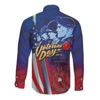 Veterans Day Military Never Forget Forever Honor Long Sleeve Button Shirt - Wonder Print Shop