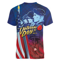 Veterans Day Military Never Forget Forever Honor Women V-Neck T-Shirt - Wonder Print Shop