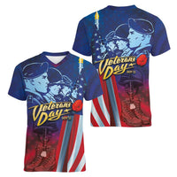 Veterans Day Military Never Forget Forever Honor Women V-Neck T-Shirt - Wonder Print Shop