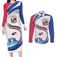 Panama Independence Day Couples Matching Long Sleeve Bodycon Dress and Long Sleeve Button Shirt Coat of Arms and Freedom - Wonder Print Shop